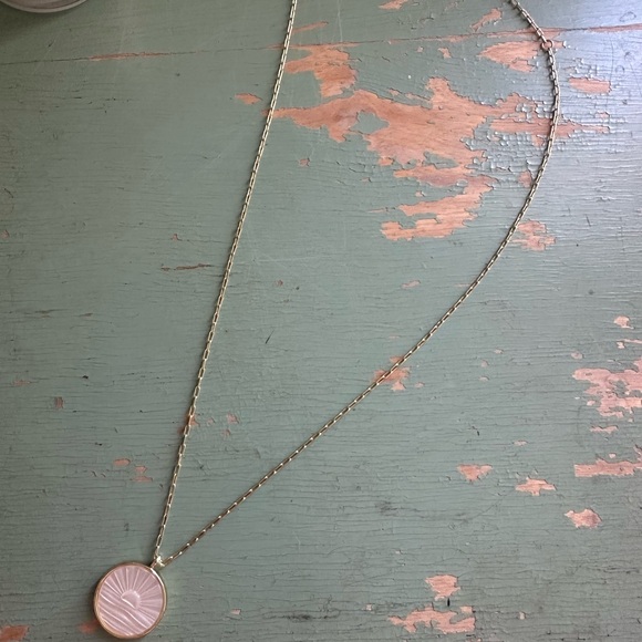 Gorjana 18k Gold Plated Brass Mother of Pearl Sunset Etched Necklace - Picture 7 of 8